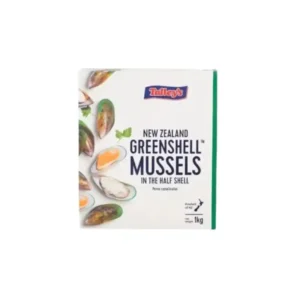 Frozen Half Shell Mussels Talley's 12 kg box